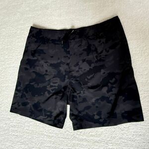 AVID Black Camo Elastic Waist Adjustable Fishing Shorts - Men’s US XL